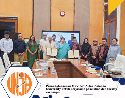 Penandatanganan MOU UNJA dan Nalanda University untuk kerjasama penelitian dan faculty exchange.