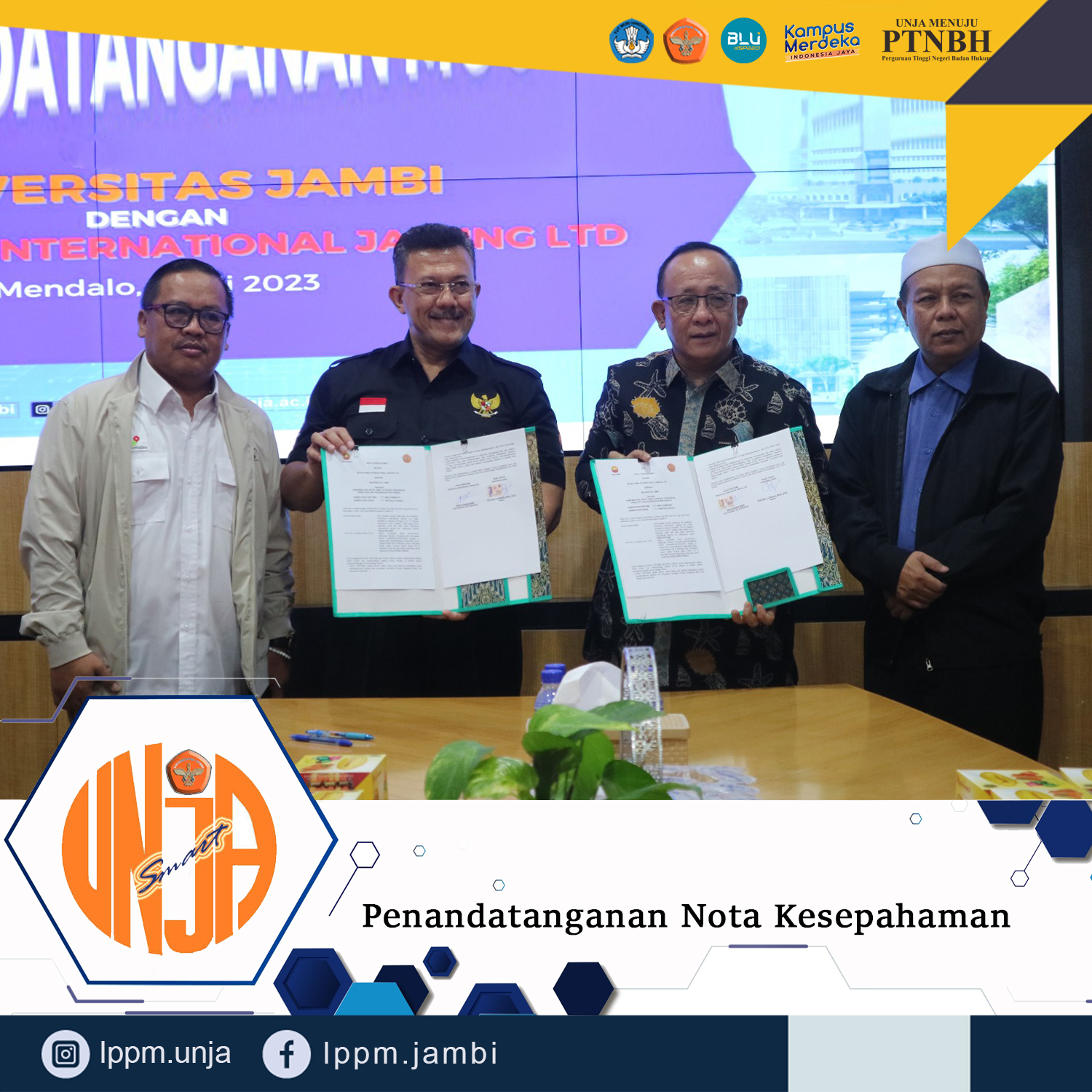 Penandatanganan Nota Kesepahaman antara Universitas Jambi dengan Petrochina International Jabung LTD tahun 2023