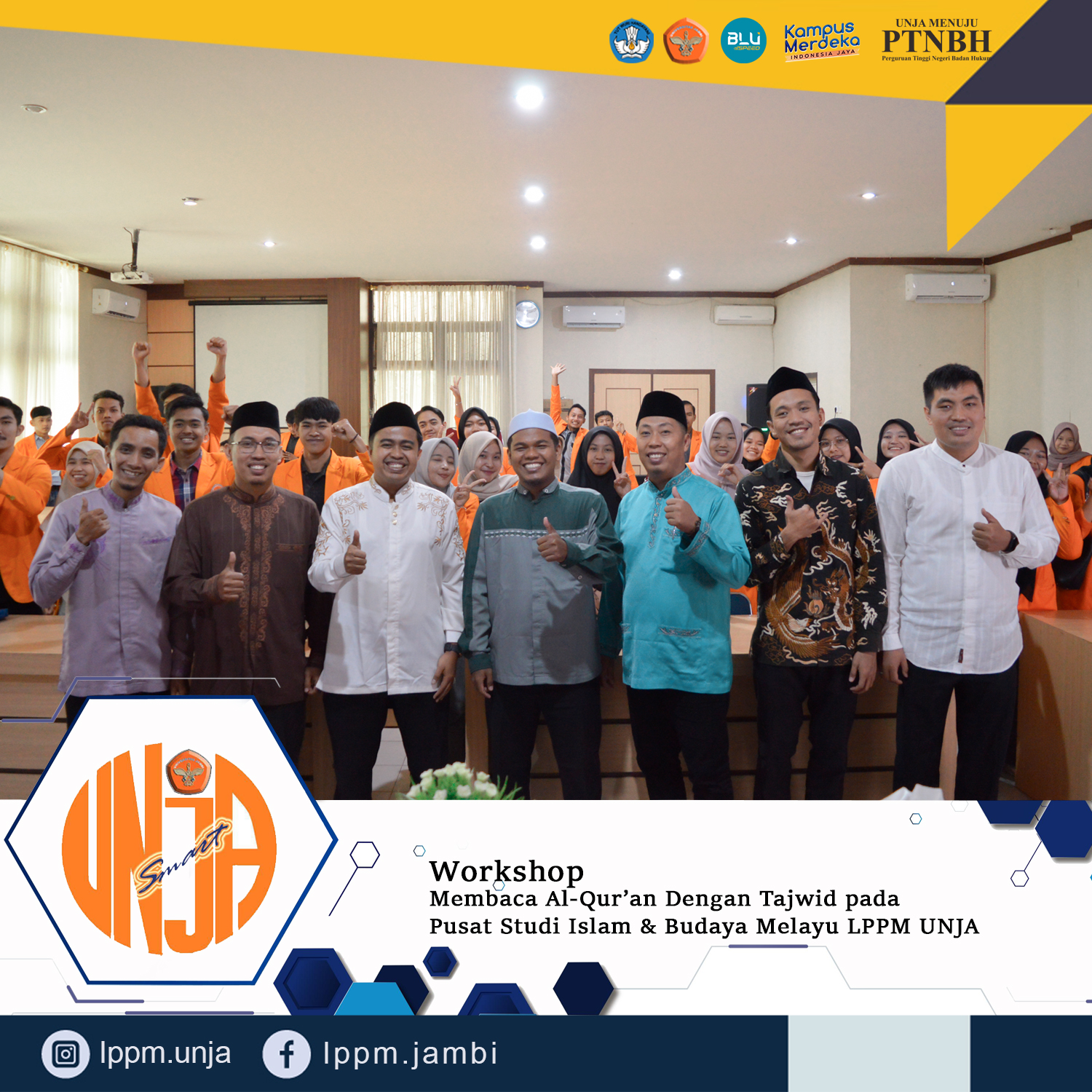 Workshop Membaca Al-Qur'an dengan Tajwid pada Pusat Studi Islam dan Budaya Melayu Lembaga Penelitian dan Pengabdian Kepada Masyarakat Universitas Jambi